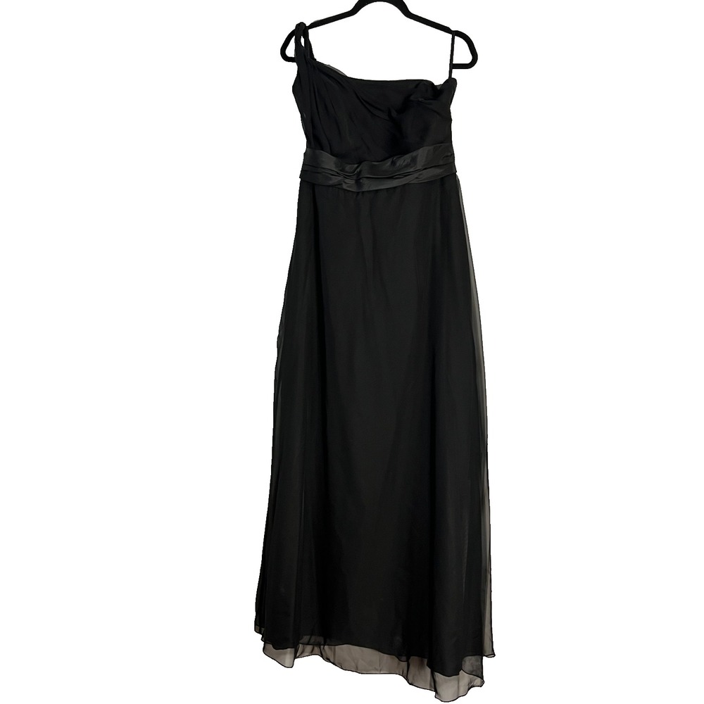 Impression Bridal Black One Strap Bridesmaid Dress Size‎ 16 Babydoll Top Chiffon